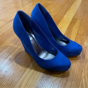 Guess Blue Suede Wedges